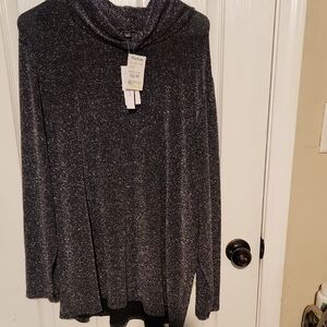 Grace Shimmering Charcoal Cowl Neck Sweater